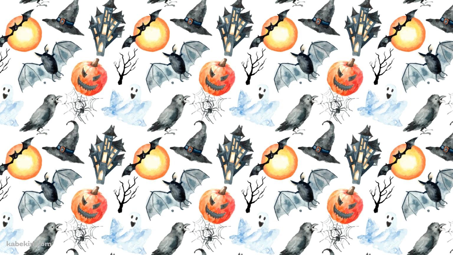 コウモリ / パンプキン / 鴉 / 蜘蛛 / 魔女の帽子 / お化け / ハロウィンの壁紙(1536px x 864px) 高画質 PC・デスクトップ用