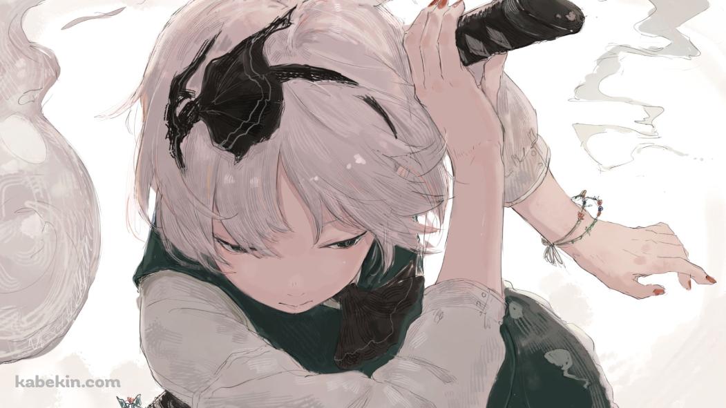 剣の鞘に手をかける魂魄妖夢 / 半霊 / 東方の壁紙(1051px x 591px) 高画質 PC・デスクトップ用
