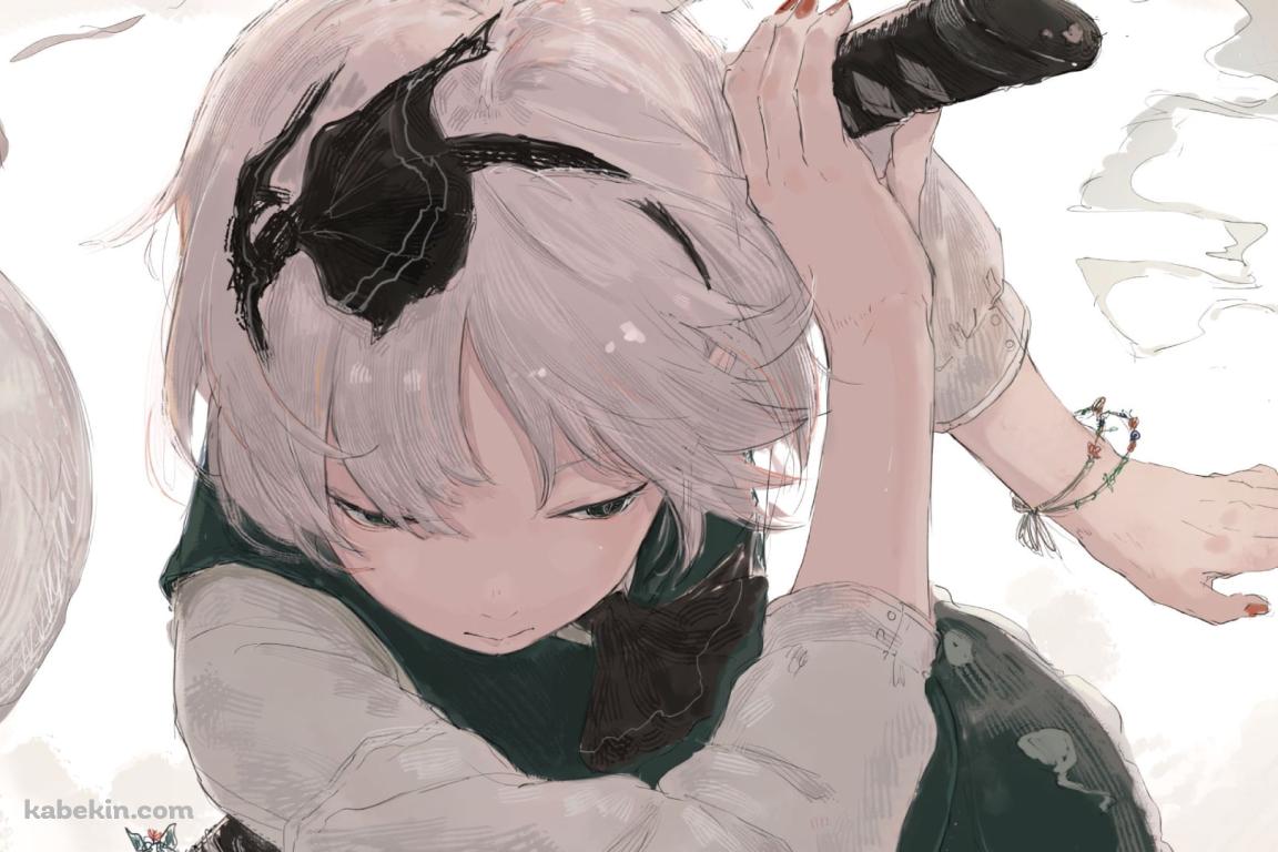 剣の鞘に手をかける魂魄妖夢 / 半霊 / 東方の壁紙(1152px x 768px) 高画質 PC・デスクトップ用