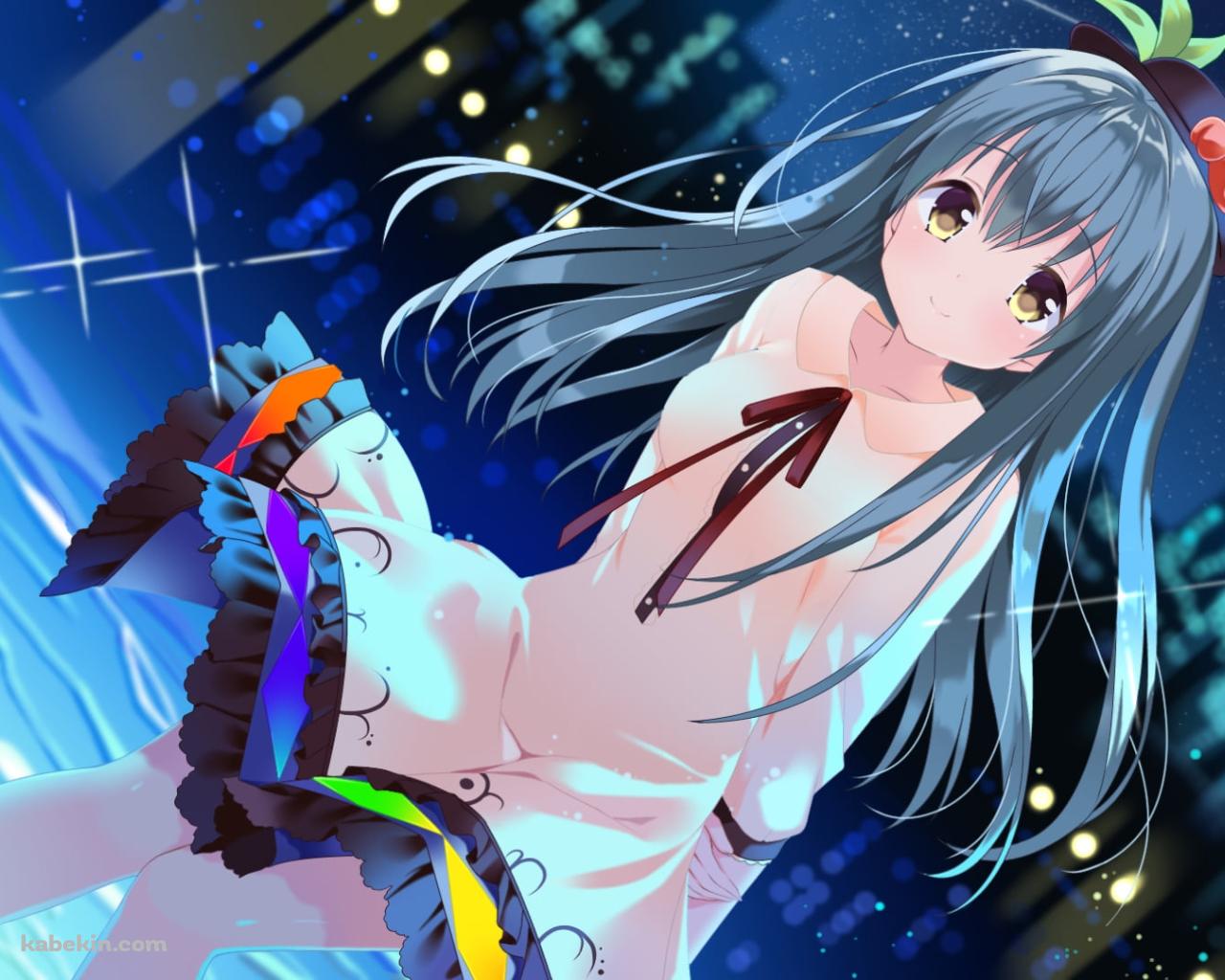 夜の街と白い洋服を着た比那名居天子(ひななゐてんし) / 東方の壁紙(1280px x 1024px) 高画質 PC・デスクトップ用