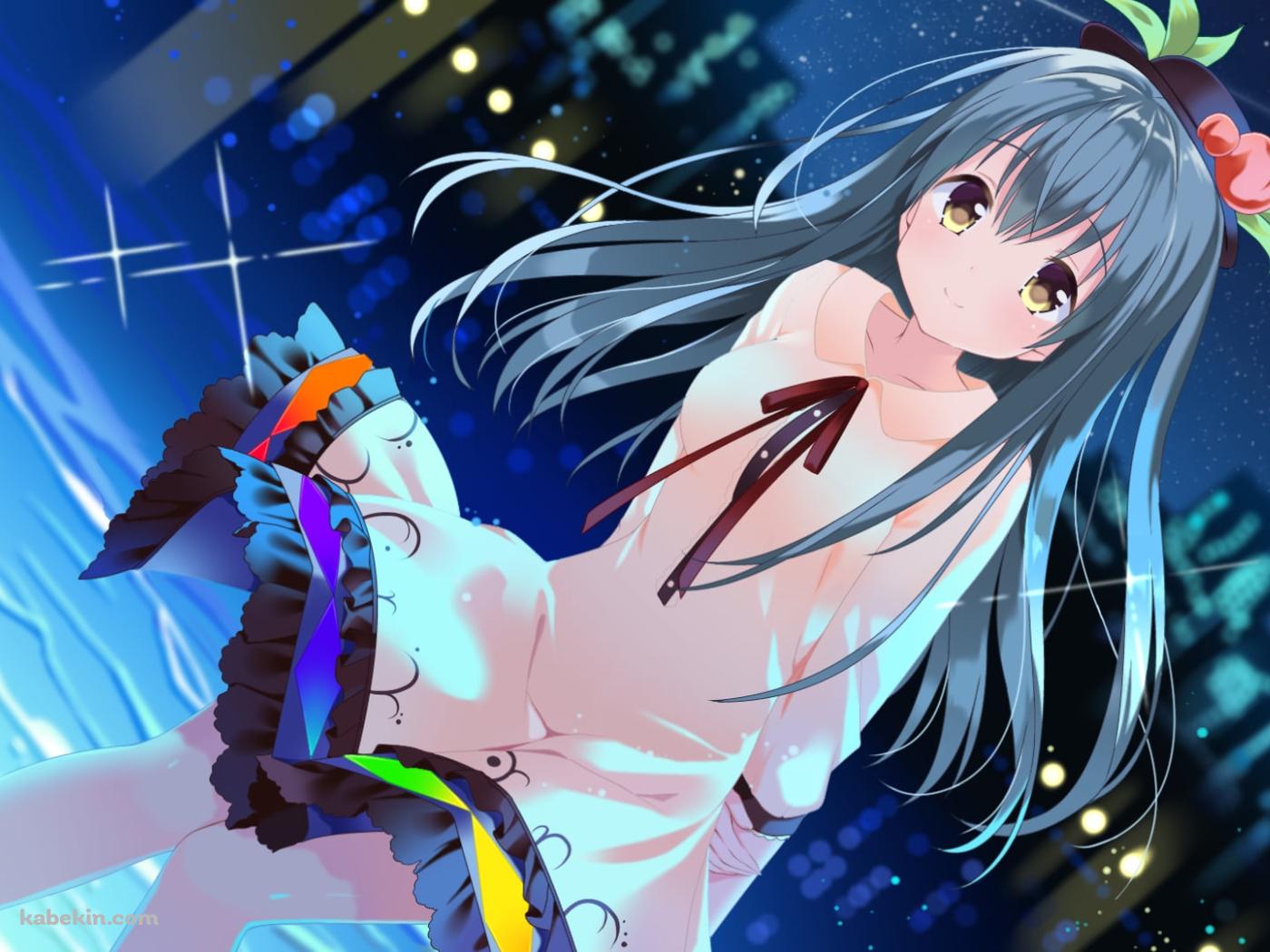 夜の街と白い洋服を着た比那名居天子(ひななゐてんし) / 東方の壁紙(1400px x 1050px) 高画質 PC・デスクトップ用