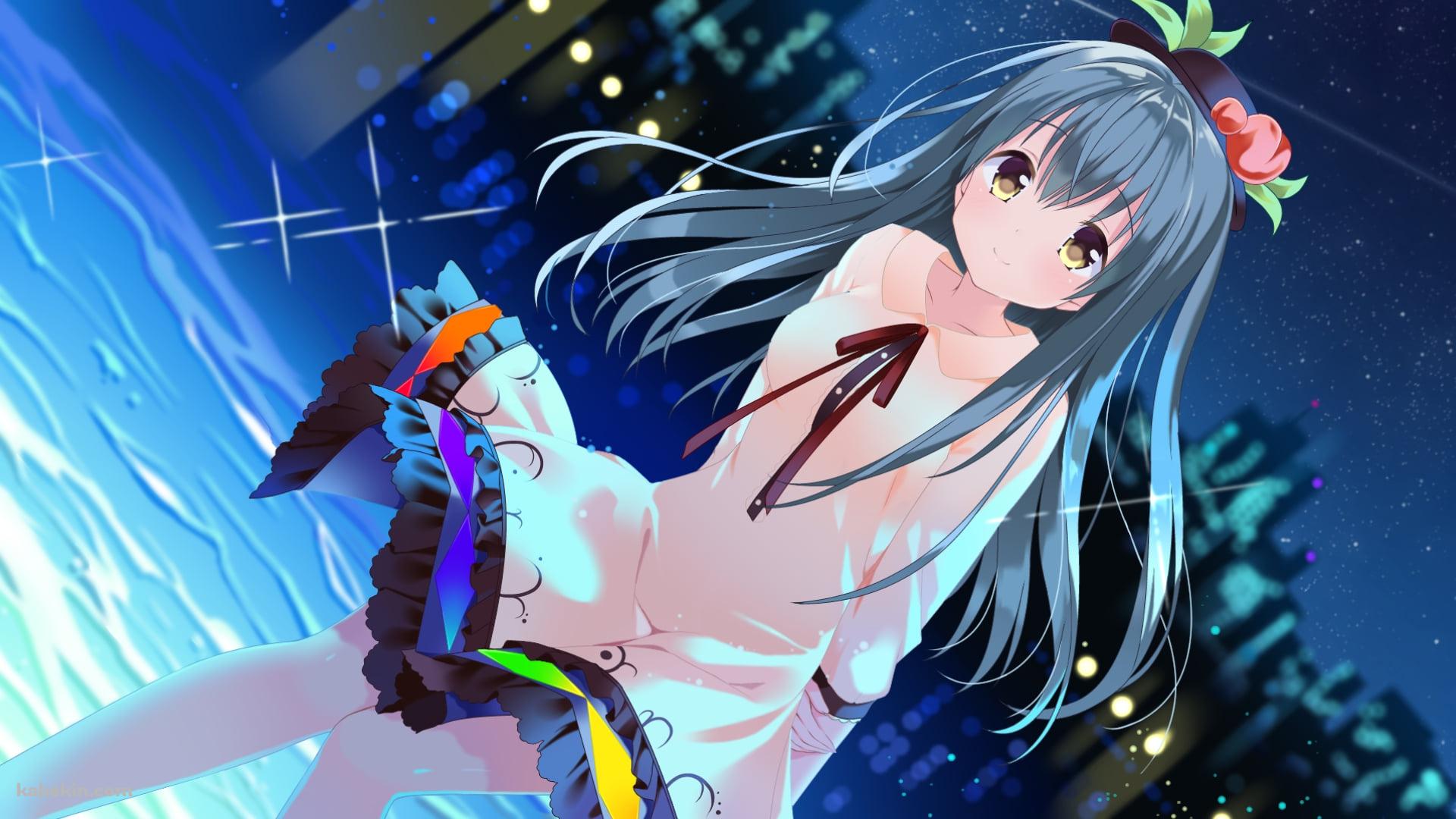 夜の街と白い洋服を着た比那名居天子(ひななゐてんし) / 東方の壁紙(1920px x 1080px) 高画質 PC・デスクトップ用