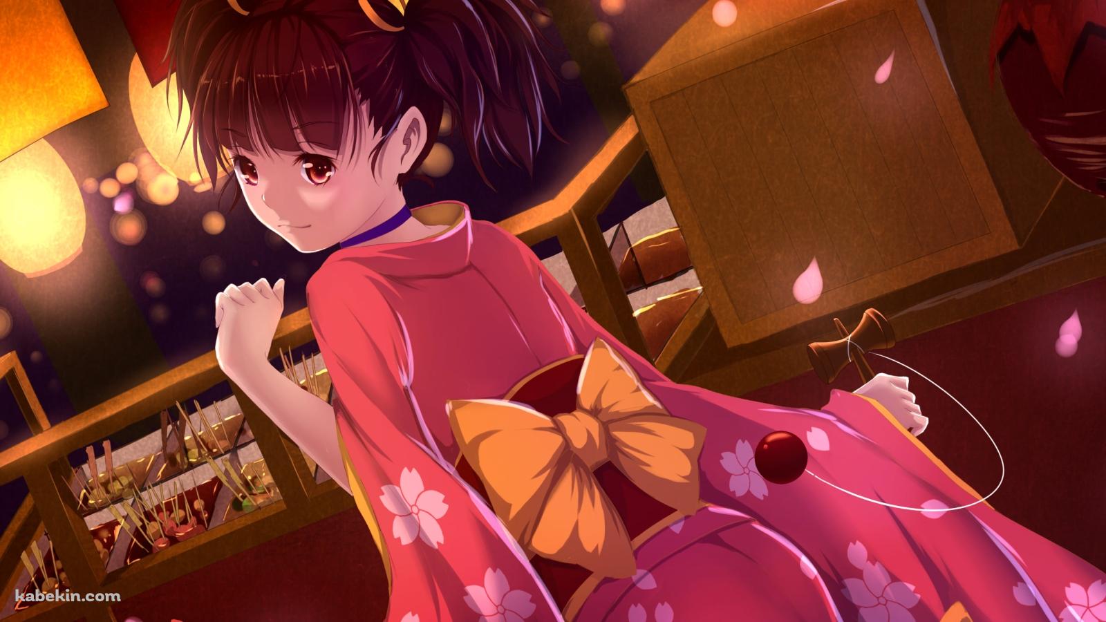 ピンクの着物を着てけん玉を持つ無名 / 甲鉄城のカバネリの壁紙(1600px x 900px) 高画質 PC・デスクトップ用