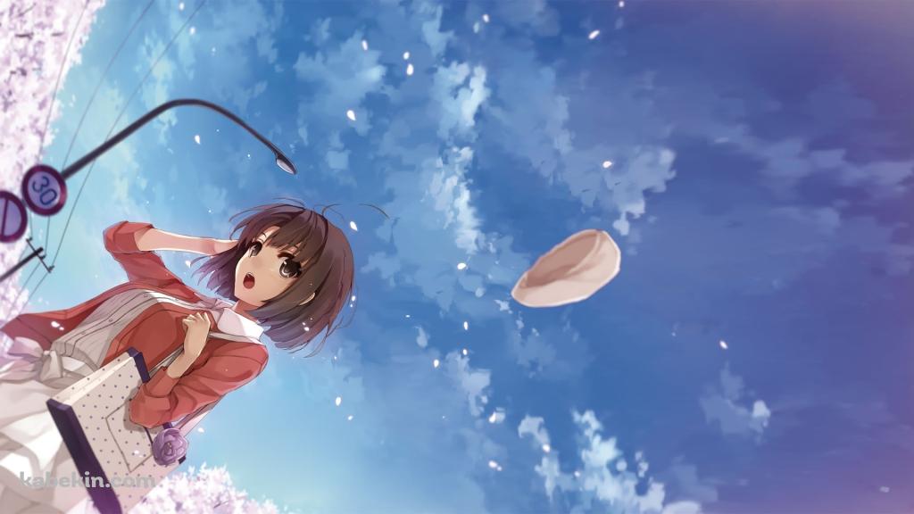 白い帽子が飛び慌ててる加藤恵 / 冴えない彼女の育てかたの壁紙(1024px x 576px) 高画質 PC・デスクトップ用
