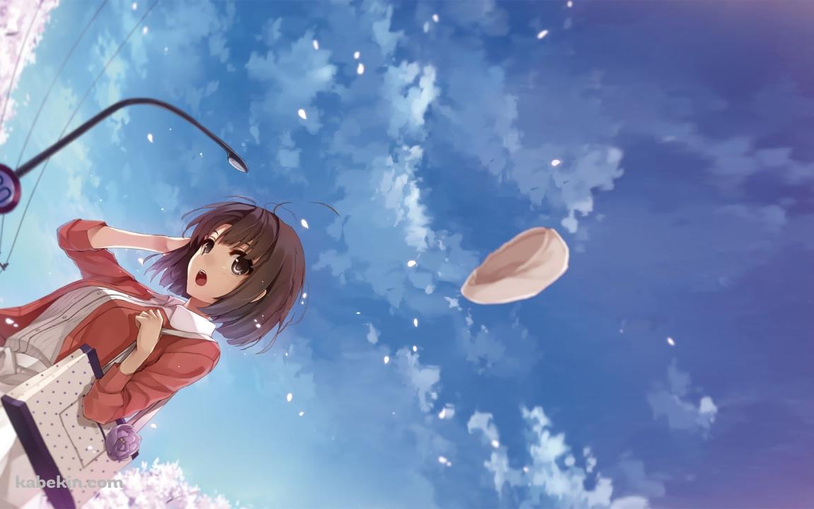 白い帽子が飛び慌ててる加藤恵 / 冴えない彼女の育てかたの壁紙(1152px x 720px) 高画質 PC・デスクトップ用