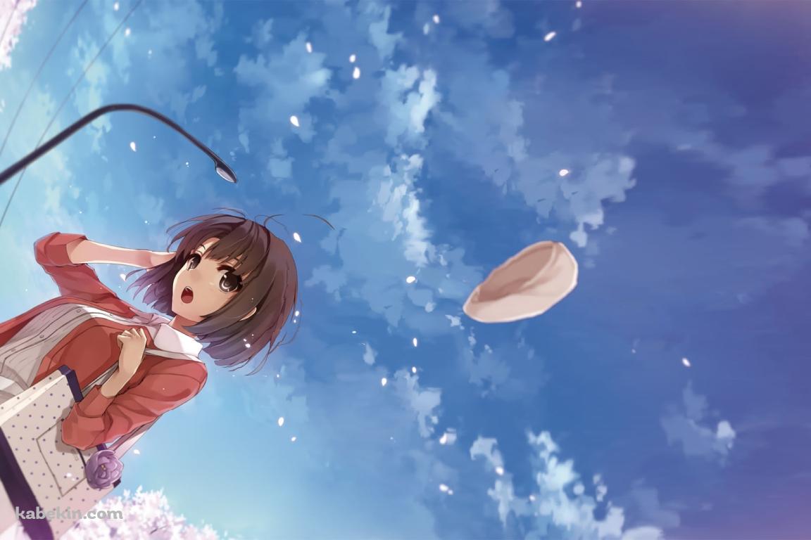白い帽子が飛び慌ててる加藤恵 / 冴えない彼女の育てかたの壁紙(1152px x 768px) 高画質 PC・デスクトップ用