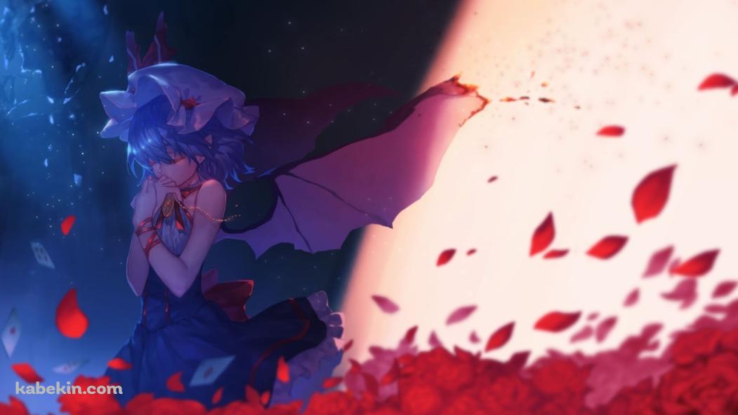 舞いちる赤い葉と目をつぶるレミリア・スカーレット / 東方の壁紙(1051px x 591px) 高画質 PC・デスクトップ用