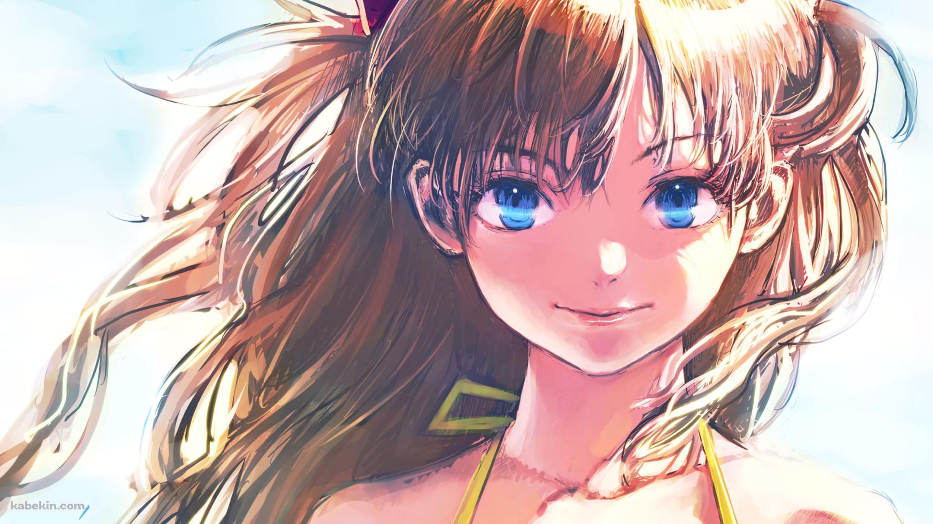 青い瞳 微笑む惣流・アスカ・ラングレー / 新世紀エヴァンゲリオンの壁紙(1920px x 1080px) 高画質 PC・デスクトップ用