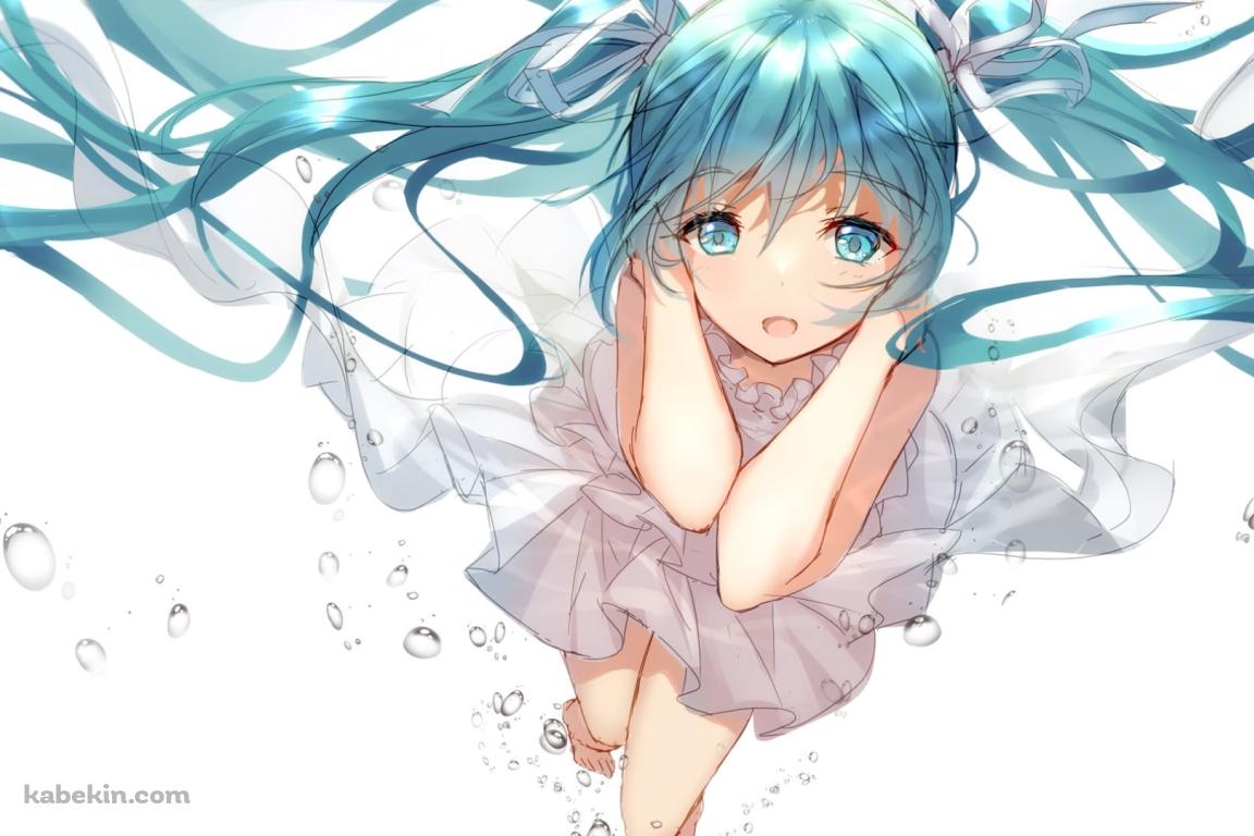 水の中を泳ぐ可愛い初音ミク / ボカロ / ボーカロイドの壁紙(1152px x 768px) 高画質 PC・デスクトップ用