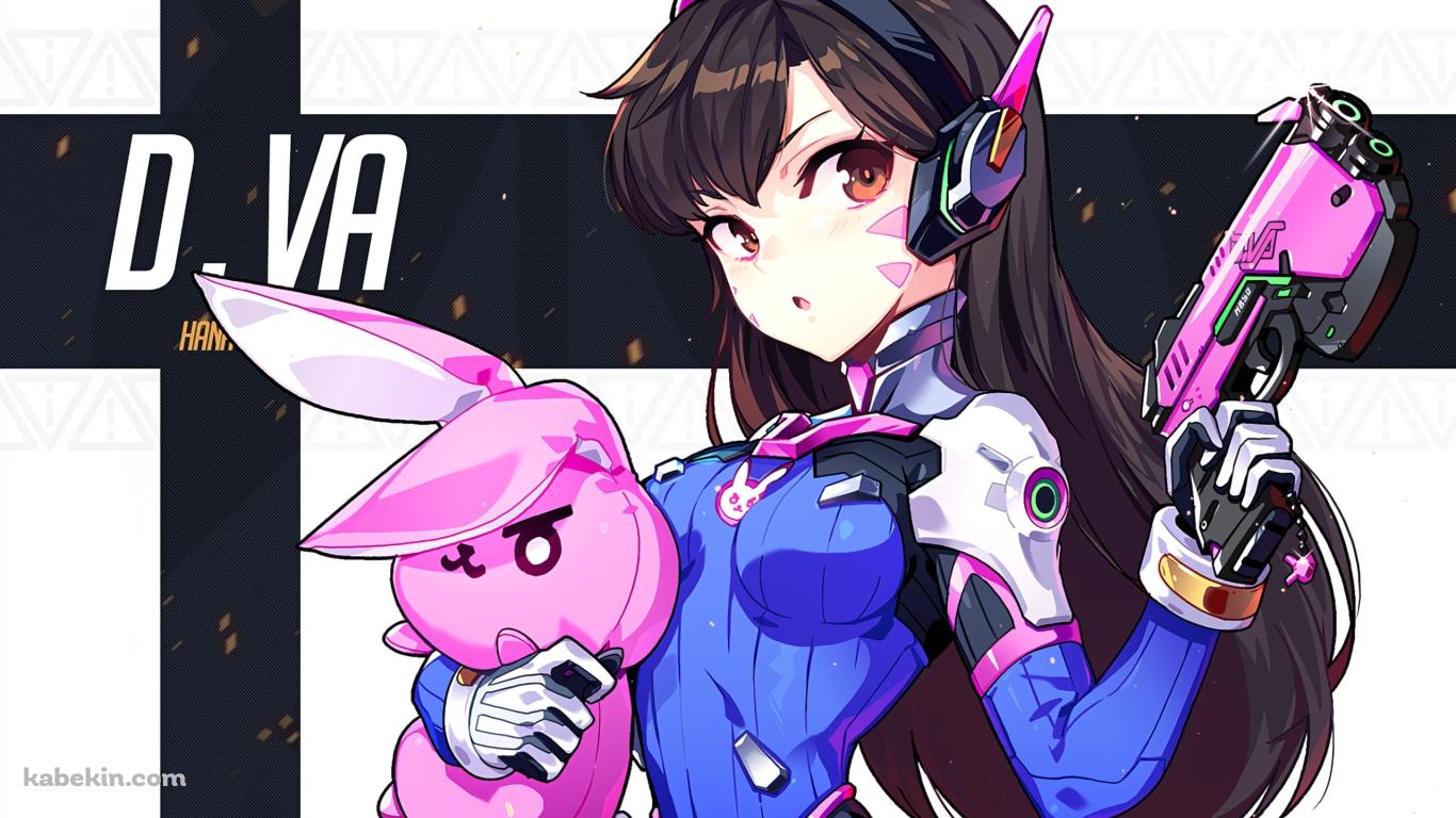 ピンクの銃を持つ可愛いd.va / ディーバ / オーバーウォッチの壁紙(1366px x 768px) 高画質 PC・デスクトップ用