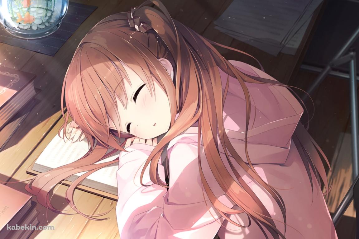 机の上で寝る姫野星奏(ひめの せな) / 恋×シンアイ彼女の壁紙(1152px x 768px) 高画質 PC・デスクトップ用