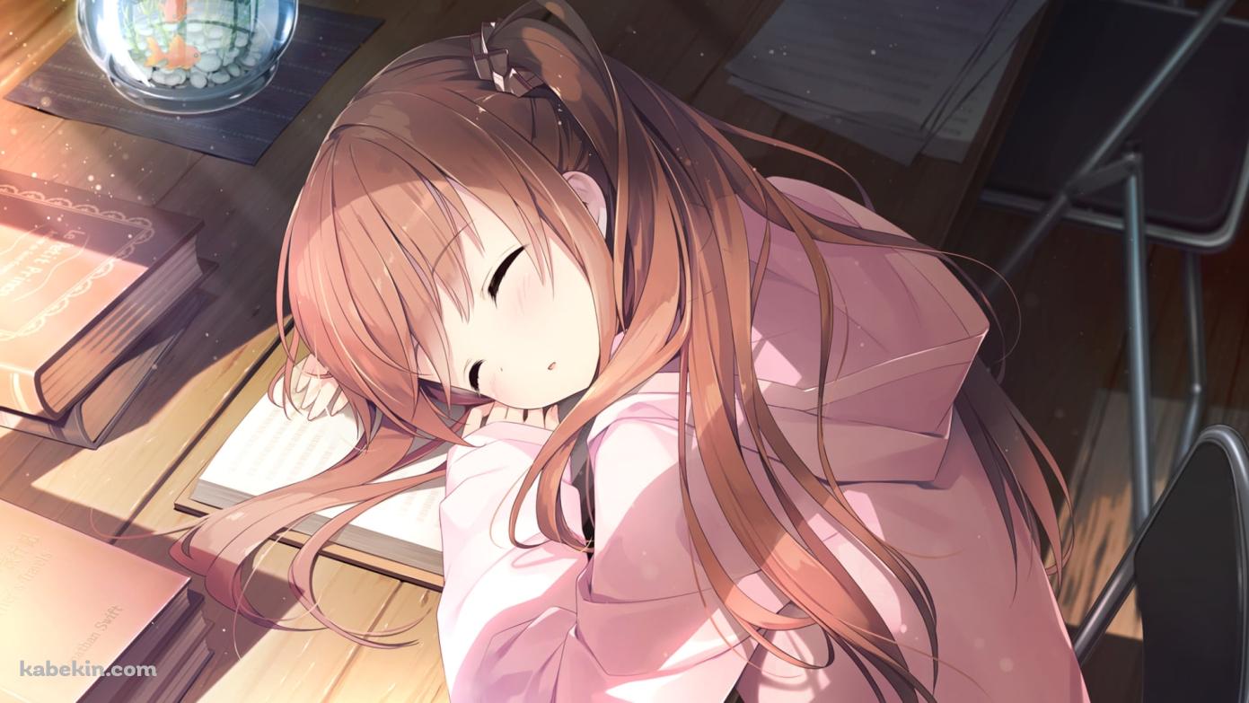 机の上で寝る姫野星奏(ひめの せな) / 恋×シンアイ彼女の壁紙(1391px x 783px) 高画質 PC・デスクトップ用