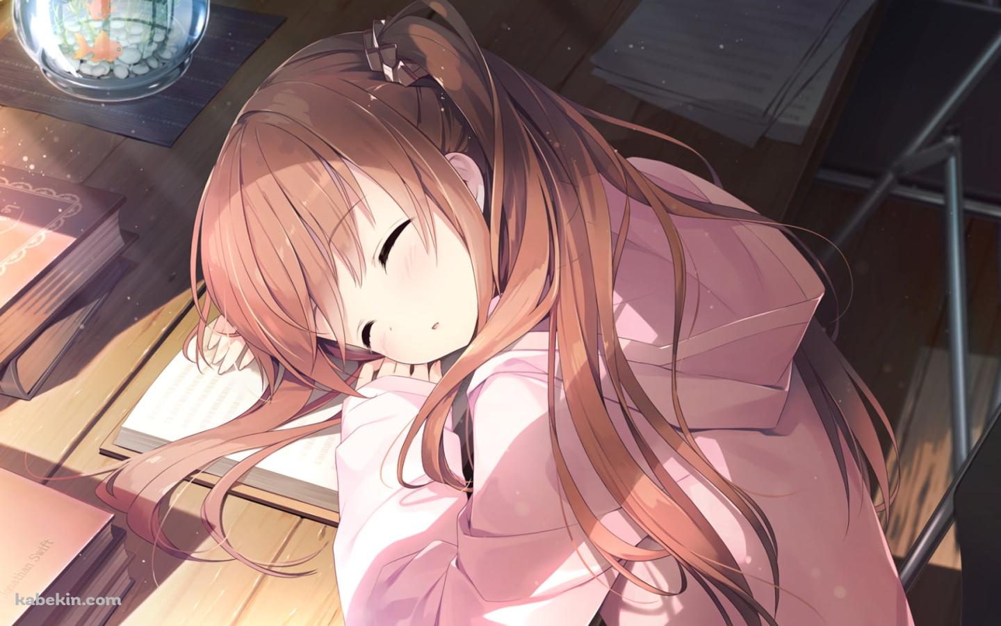机の上で寝る姫野星奏(ひめの せな) / 恋×シンアイ彼女の壁紙(1440px x 900px) 高画質 PC・デスクトップ用