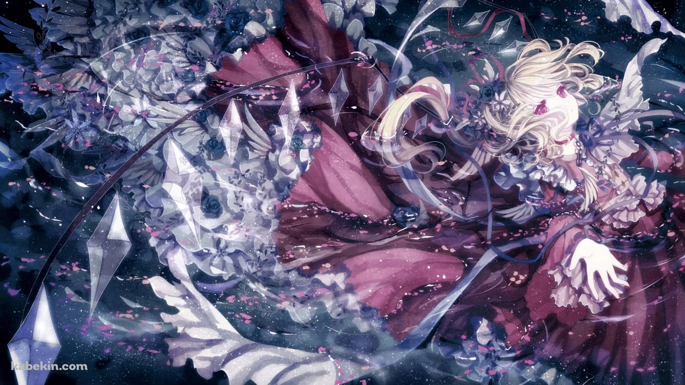 濃い赤のドレスを着たフランドール・スカーレット / Flandre Scarlet / 東方の壁紙(1366px x 768px) 高画質 PC・デスクトップ用