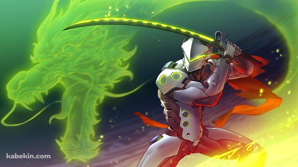 緑の龍とゲンジ / Genji / オーバーウォッチの壁紙(1024px x 576px) 高画質 PC・デスクトップ用