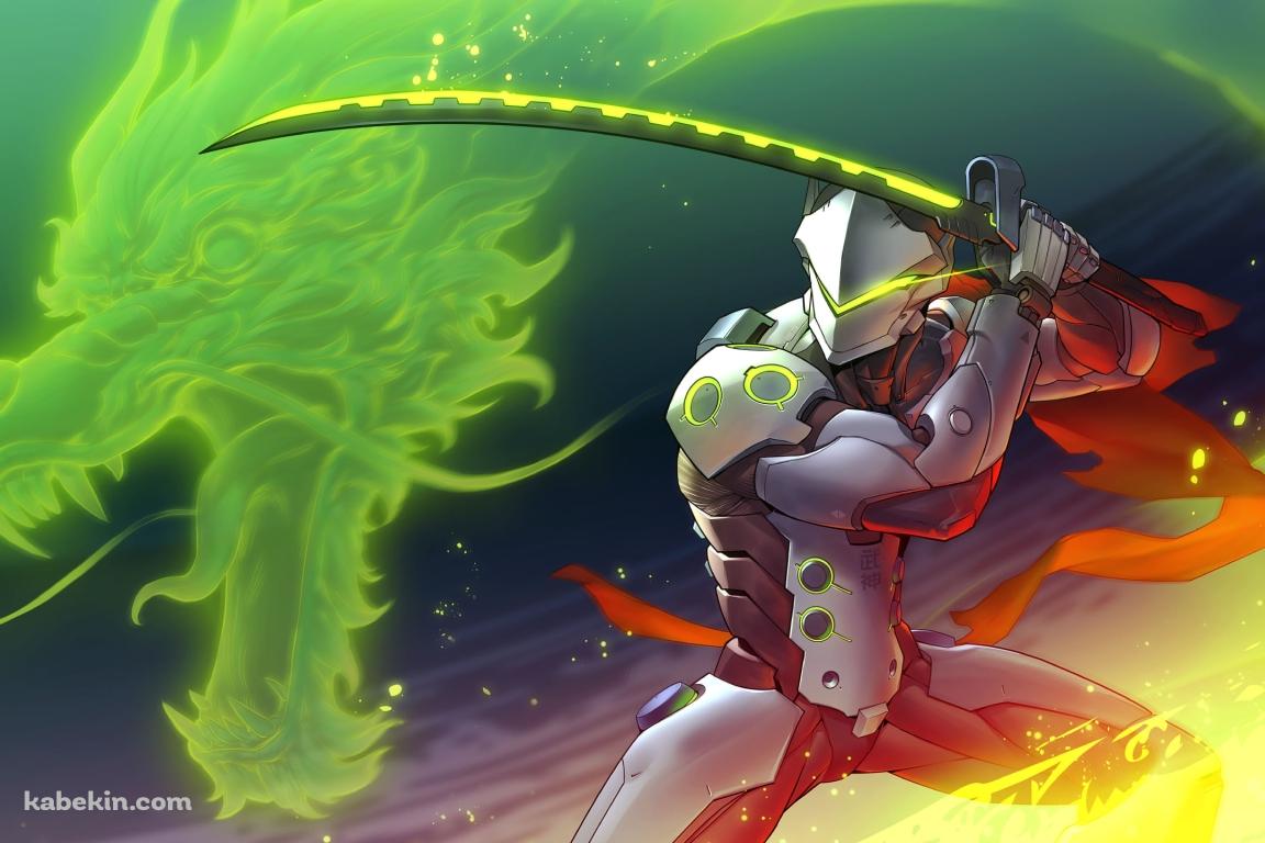 緑の龍とゲンジ / Genji / オーバーウォッチの壁紙(1152px x 768px) 高画質 PC・デスクトップ用