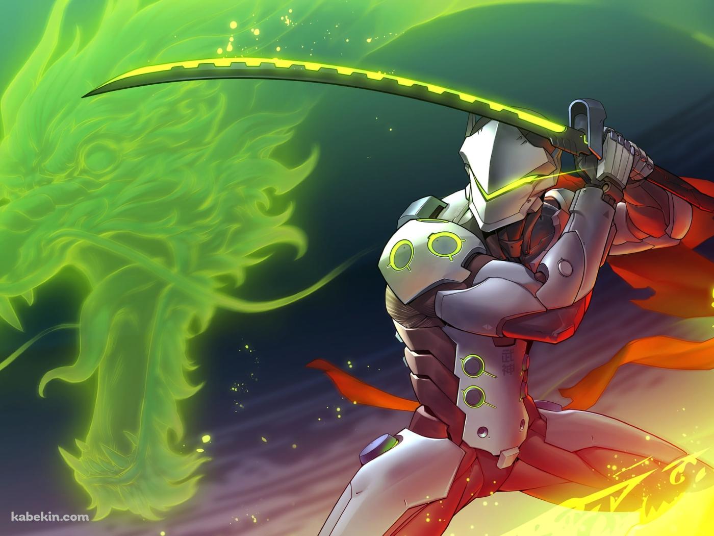 緑の龍とゲンジ / Genji / オーバーウォッチの壁紙(1400px x 1050px) 高画質 PC・デスクトップ用