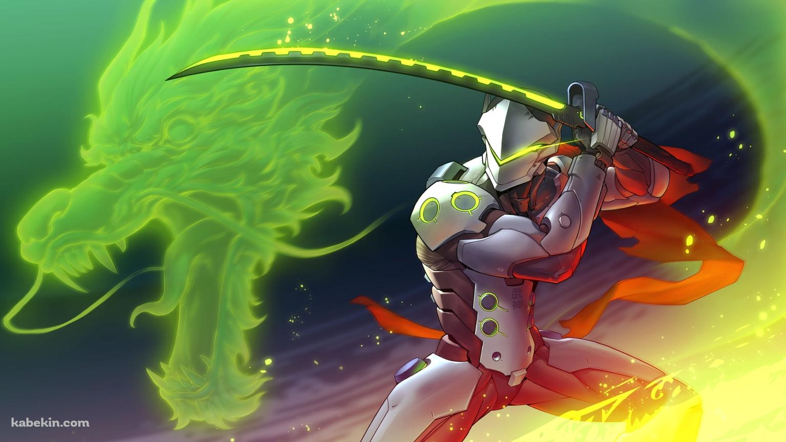 緑の龍とゲンジ / Genji / オーバーウォッチの壁紙(1536px x 864px) 高画質 PC・デスクトップ用
