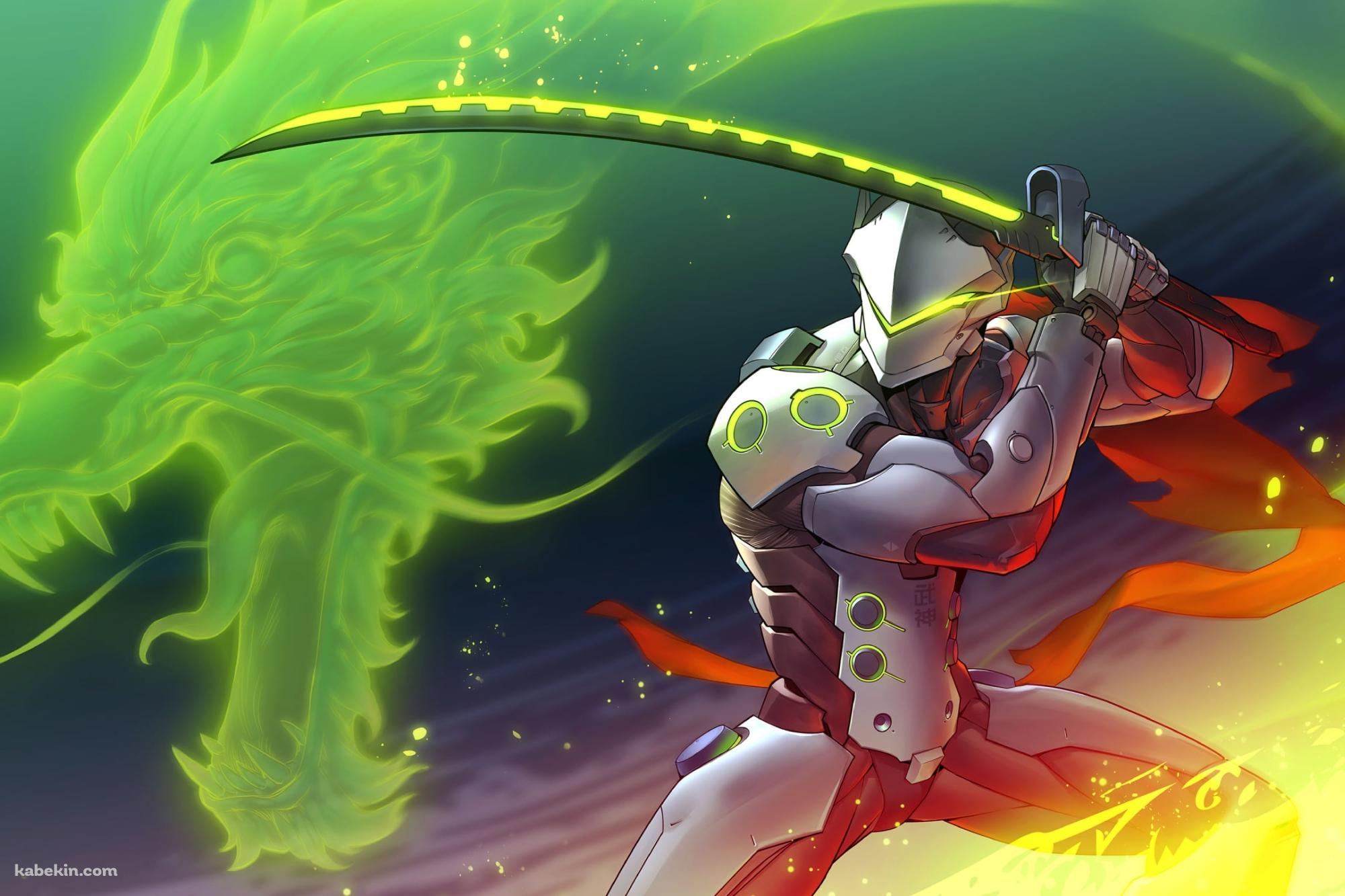 緑の龍とゲンジ / Genji / オーバーウォッチの壁紙(2000px x 1333px) 高画質 PC・デスクトップ用