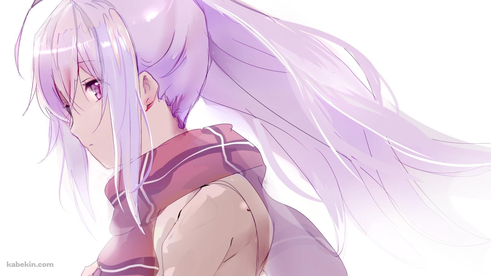 ポニーテールのアイラ / 紫の髪色 / プラスティック・メモリーズの壁紙(1600px x 900px) 高画質 PC・デスクトップ用