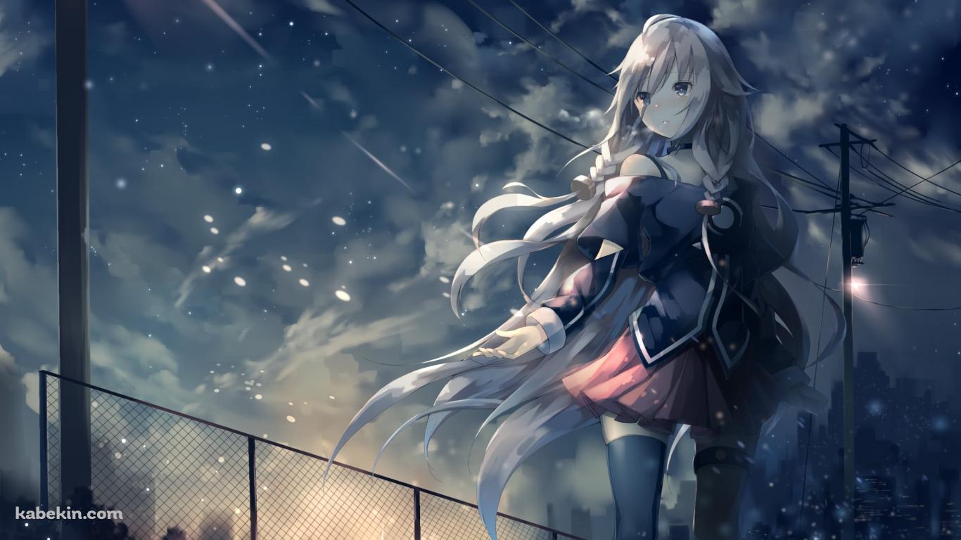 髪をなびかせるイア / 電柱 / 太陽の光 / ボカロ / ボーカロイドの壁紙(1366px x 768px) 高画質 PC・デスクトップ用