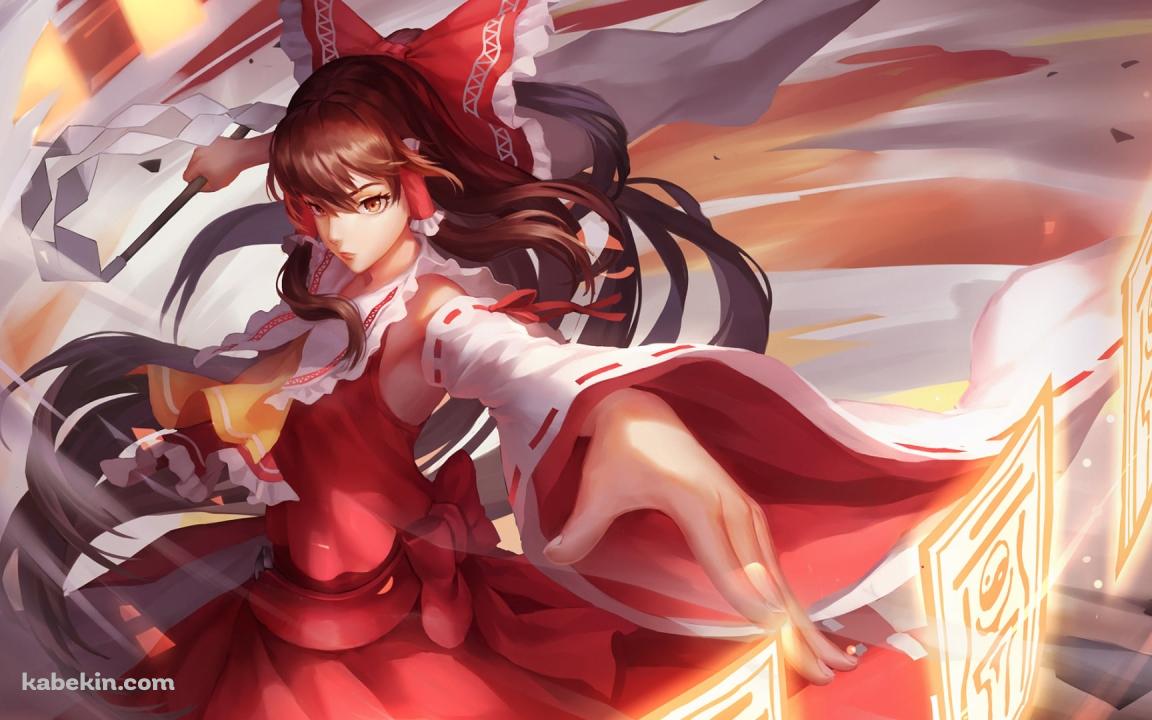 光る護符をくりだすかっこいい博麗霊夢 / 東方の壁紙(1152px x 720px) 高画質 PC・デスクトップ用