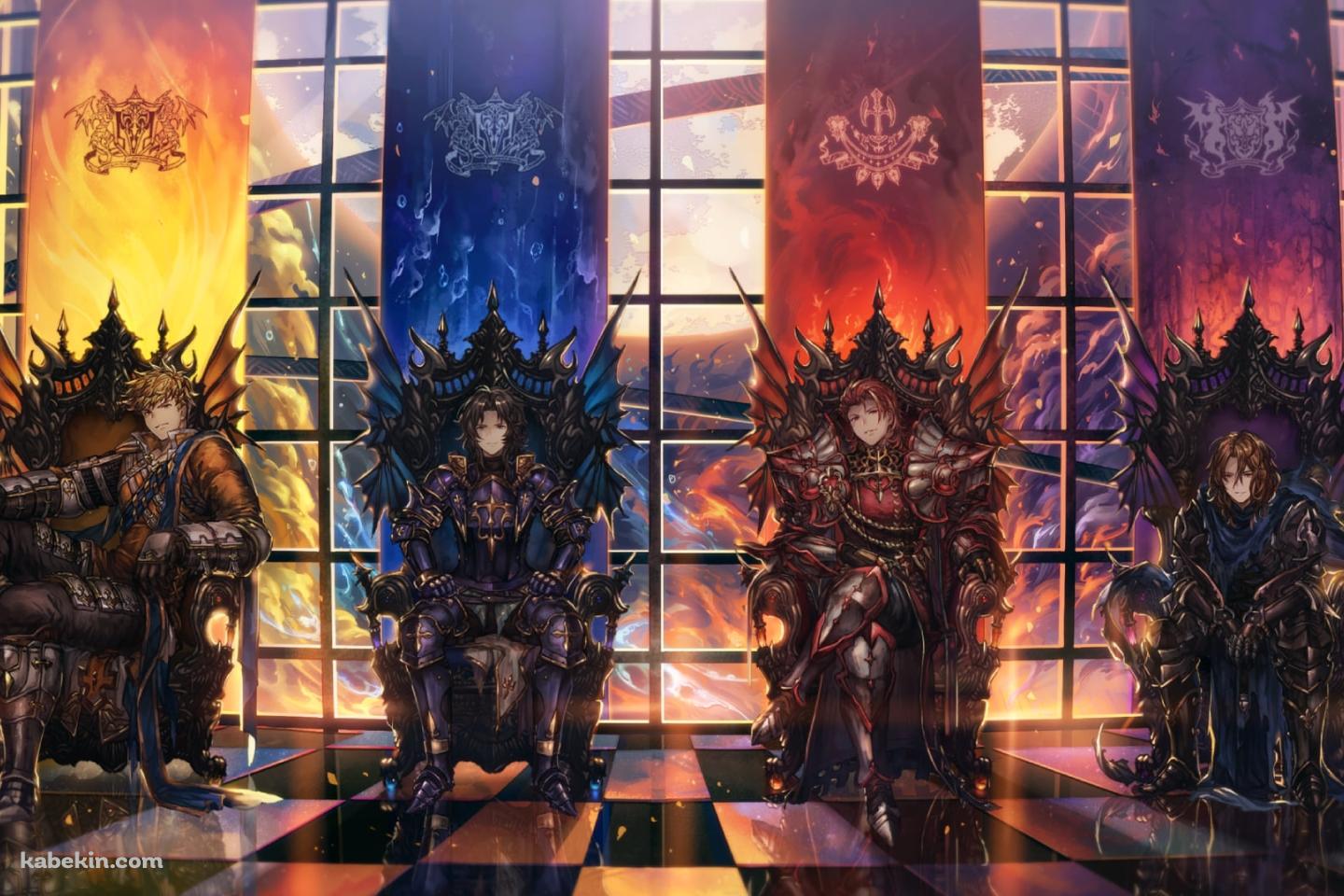 並んだ玉座に座るパーシヴァル / ヴェイン / ランスロット / ジークフリート / グラブル / グランブルーファンタジーの壁紙(1440px x 960px) 高画質 PC・デスクトップ用