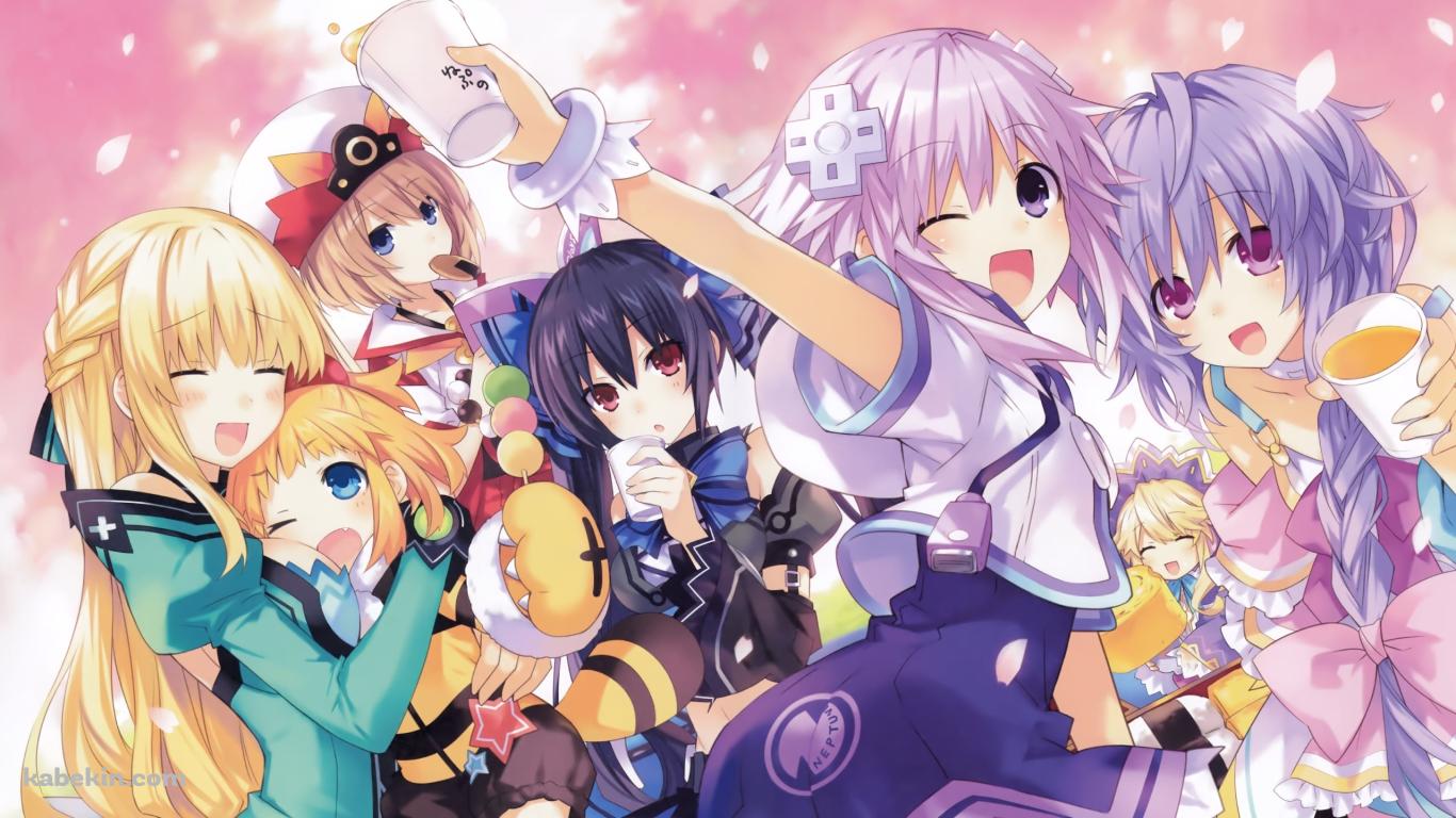 ノワール、ネプテューヌ、ベール、ブラン、プルルート、イストワール、ピッシュ / 超次元ゲイムネプテューヌの壁紙(1366px x 768px) 高画質 PC・デスクトップ用