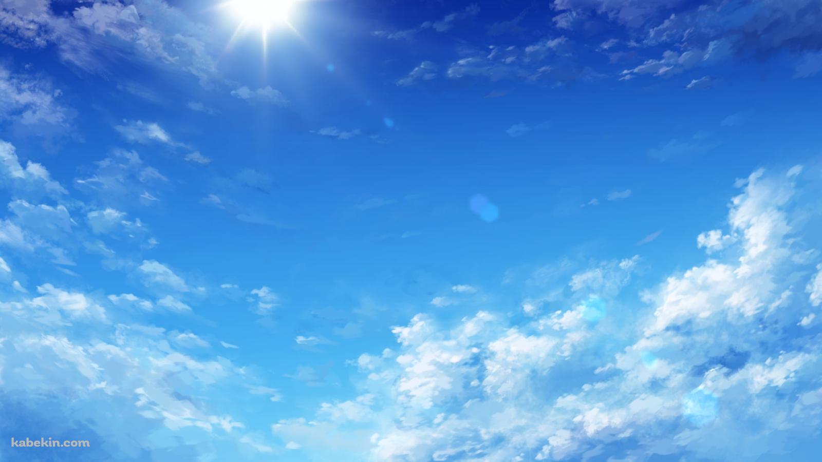 太陽の光が隙間射す綺麗な青空の壁紙(1600px x 900px) 高画質 PC・デスクトップ用