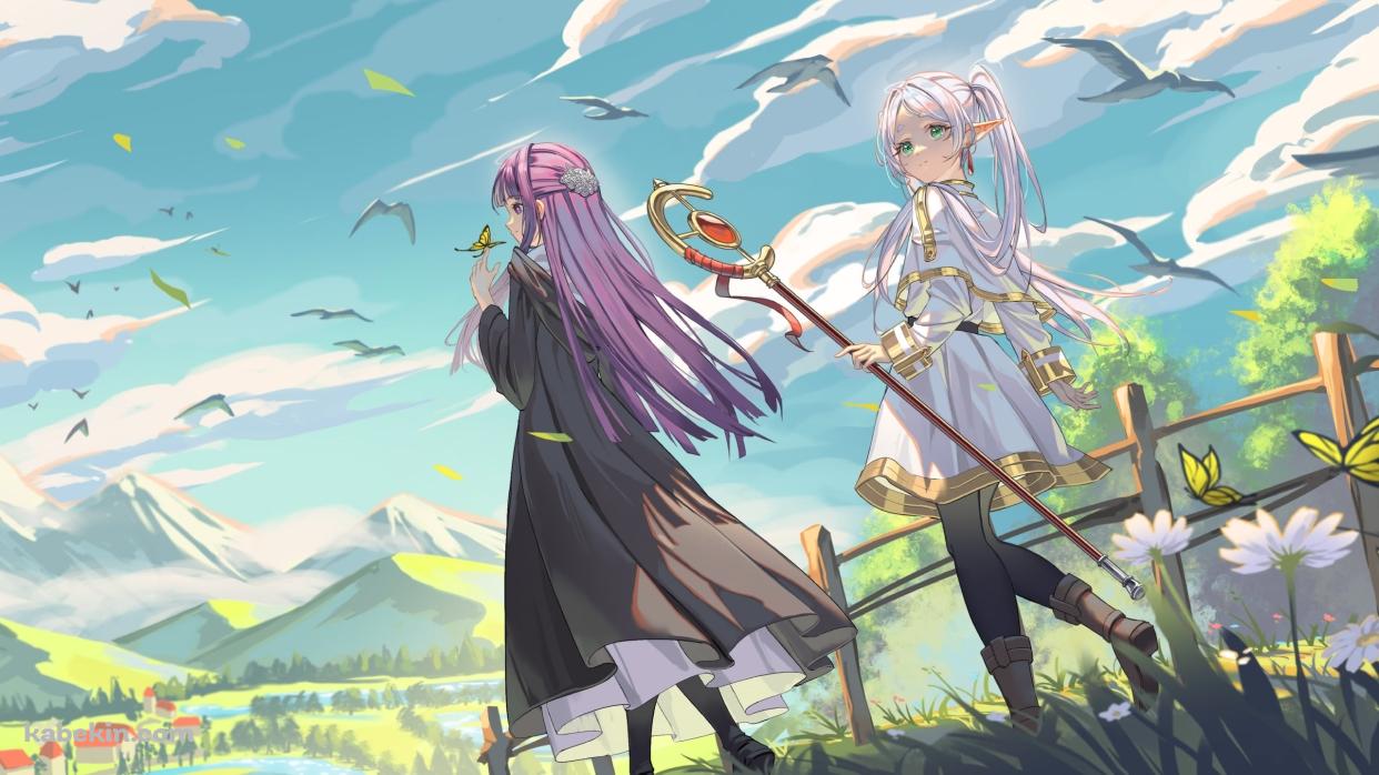 草原を歩くフリーレンとフェルン / 葬送のフリーレンの壁紙(1242px x 698px) 高画質 PC・デスクトップ用