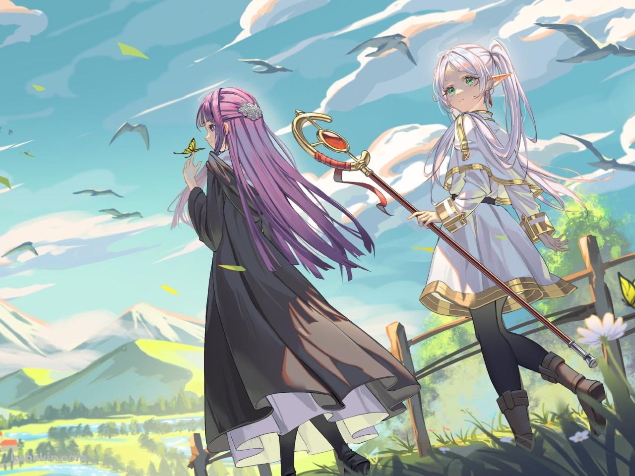 草原を歩くフリーレンとフェルン / 葬送のフリーレンの壁紙(1280px x 960px) 高画質 PC・デスクトップ用