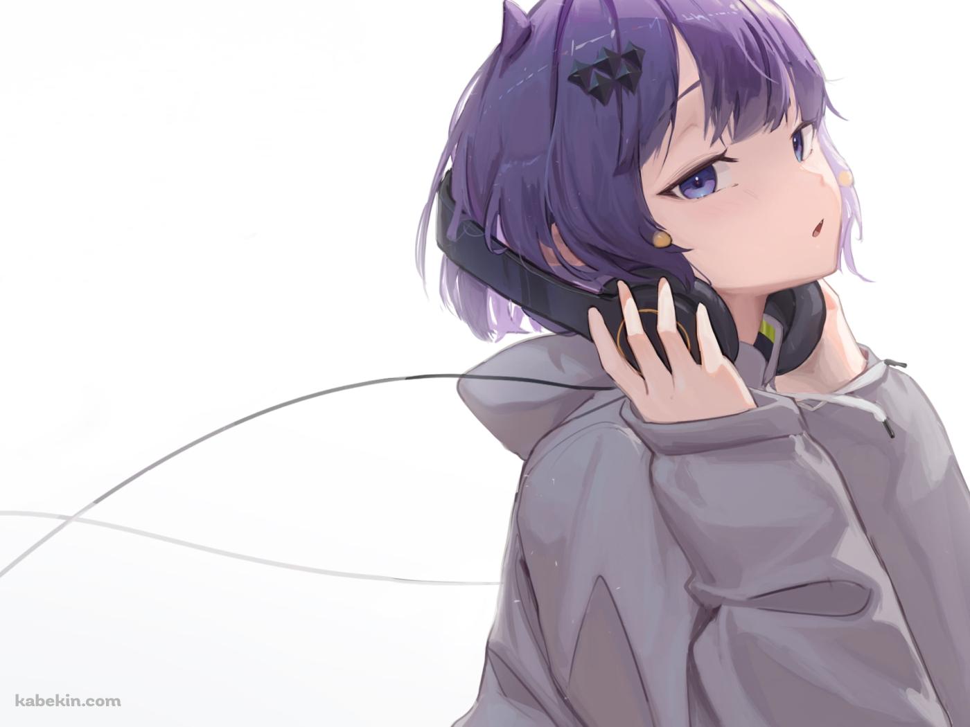 黒いヘッドフォンをつけた可愛い一伊那尓栖 / ホロライブ / バーチャルYouTuber / Vtuberの壁紙(1400px x 1050px) 高画質 PC・デスクトップ用