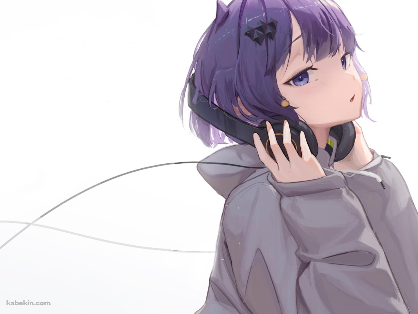 黒いヘッドフォンをつけた可愛い一伊那尓栖 / ホロライブ / バーチャルYouTuber / Vtuberの壁紙(1440px x 1080px) 高画質 PC・デスクトップ用