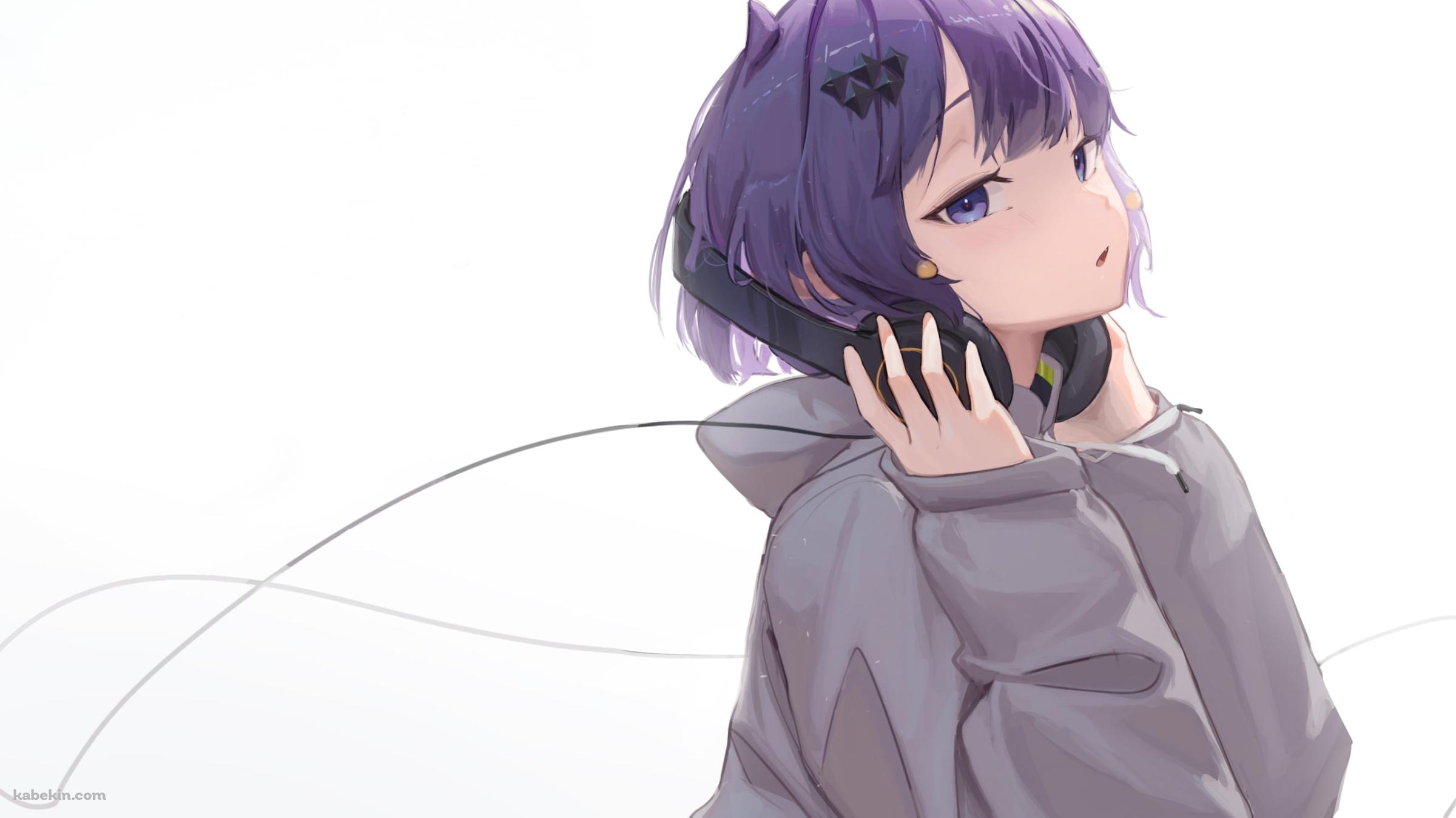 黒いヘッドフォンをつけた可愛い一伊那尓栖 / ホロライブ / バーチャルYouTuber / Vtuberの壁紙(2400px x 1350px) 高画質 PC・デスクトップ用