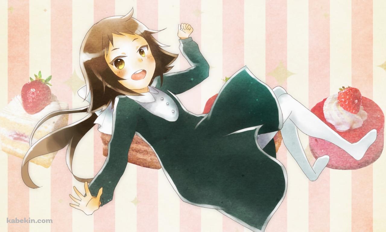 苺のスイーツと三峰真白(みつみね ましろ) / 未確認で進行形の壁紙(1280px x 768px) 高画質 PC・デスクトップ用