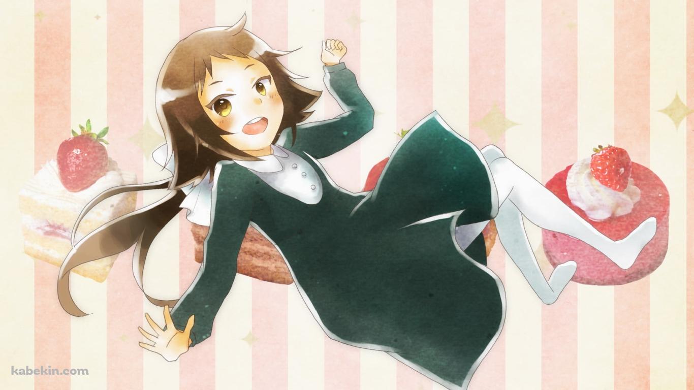 苺のスイーツと三峰真白(みつみね ましろ) / 未確認で進行形の壁紙(1366px x 768px) 高画質 PC・デスクトップ用