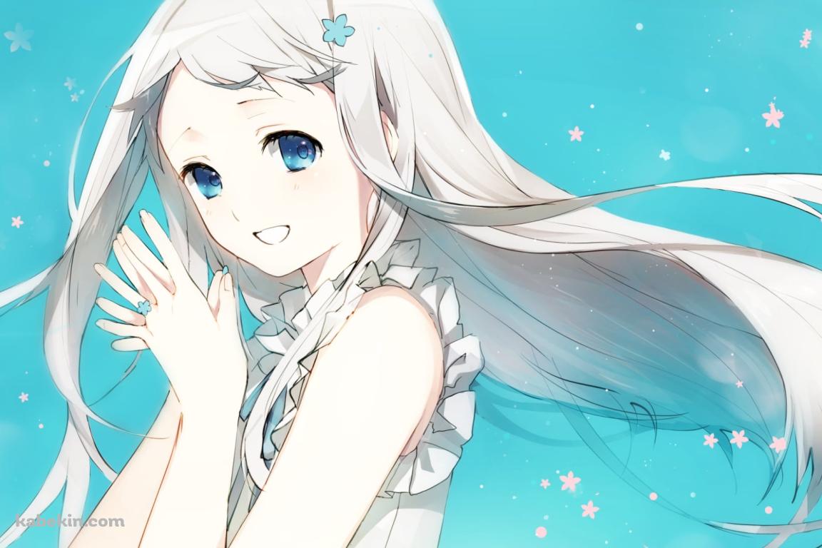 両手を合わせて笑顔の本間芽衣子 / あの日見た花の名前を僕達はまだ知らない。 / あの花の壁紙(1152px x 768px) 高画質 PC・デスクトップ用