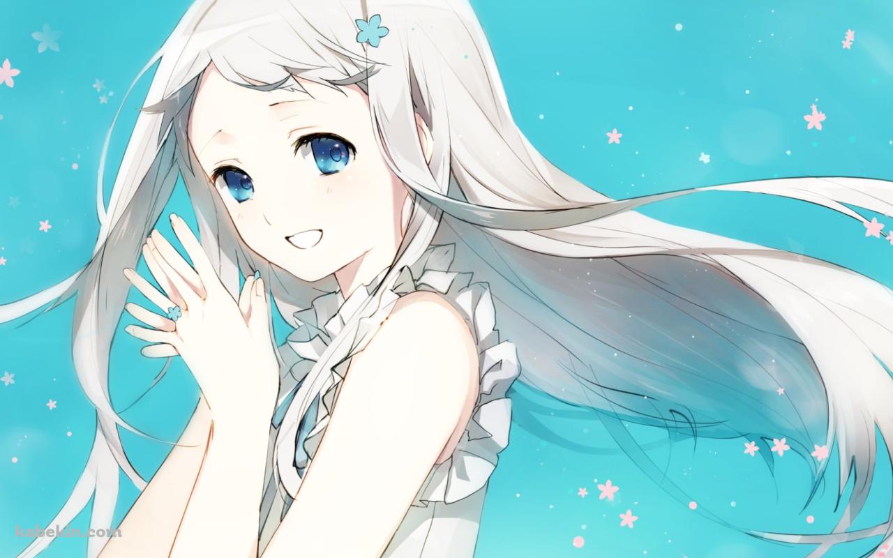 両手を合わせて笑顔の本間芽衣子 / あの日見た花の名前を僕達はまだ知らない。 / あの花の壁紙(1280px x 800px) 高画質 PC・デスクトップ用