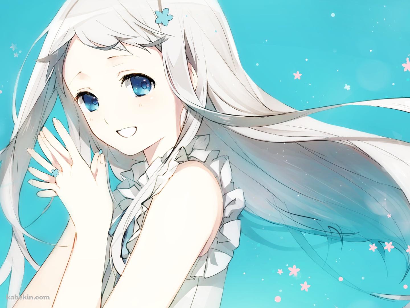両手を合わせて笑顔の本間芽衣子 / あの日見た花の名前を僕達はまだ知らない。 / あの花の壁紙(1440px x 1080px) 高画質 PC・デスクトップ用