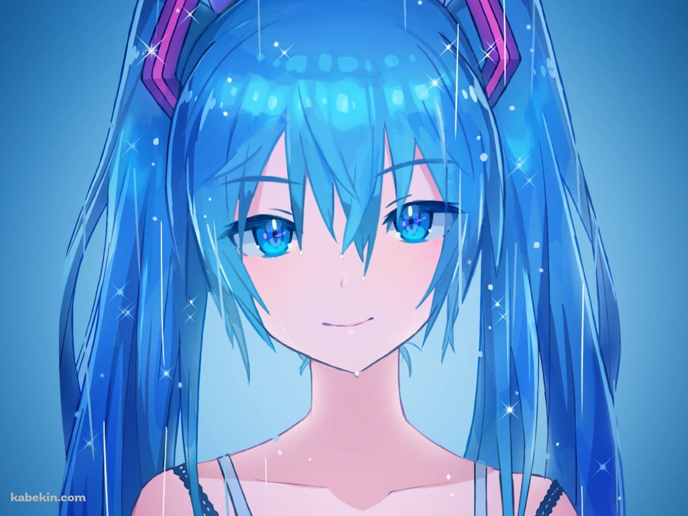 澄んだ青い瞳で真っ直ぐこちらを見つめる初音ミク / ボカロ / ボーカロイドの壁紙(1400px x 1050px) 高画質 PC・デスクトップ用