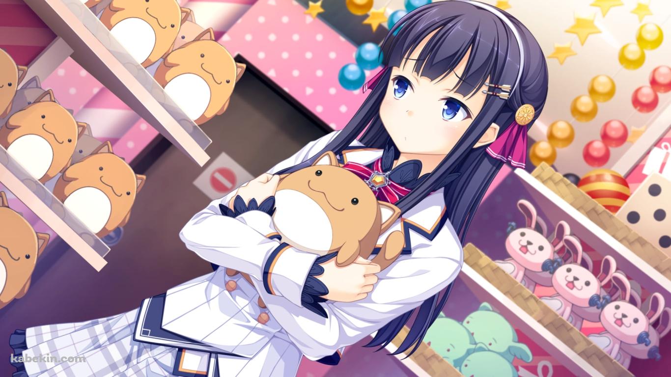 ぬいぐるみを抱く獅子堂 伊織 / ワールド・エレクションの壁紙(1366px x 768px) 高画質 PC・デスクトップ用