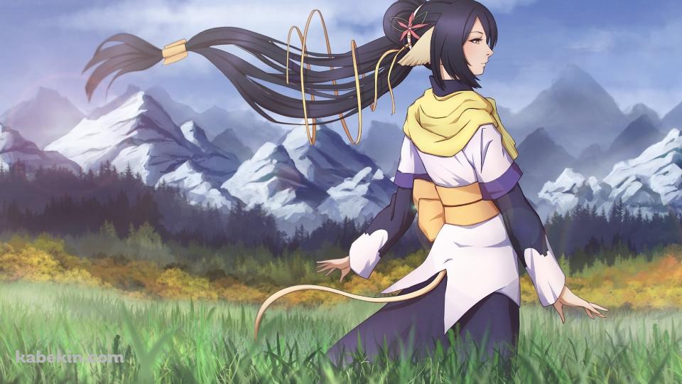 草原に立つクオン / うたわれるもの 偽りの仮面の壁紙(960px x 540px) 高画質 PC・デスクトップ用