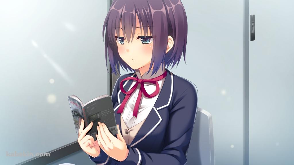 窓際で本を読む篠塚 恵 / JKトラブめいんの壁紙(1024px x 576px) 高画質 PC・デスクトップ用