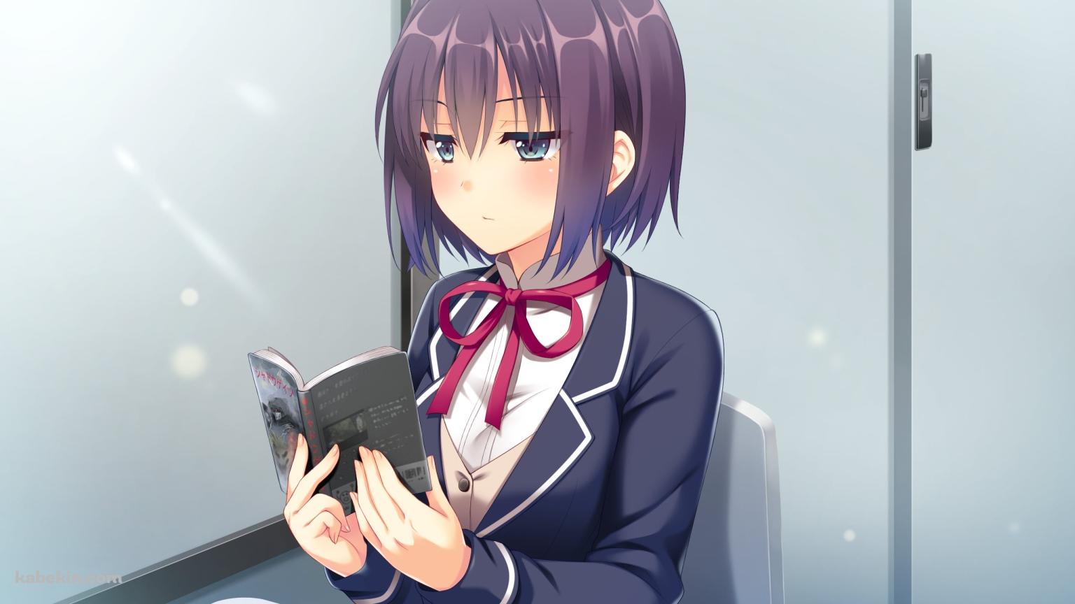 窓際で本を読む篠塚 恵 / JKトラブめいんの壁紙(1536px x 864px) 高画質 PC・デスクトップ用