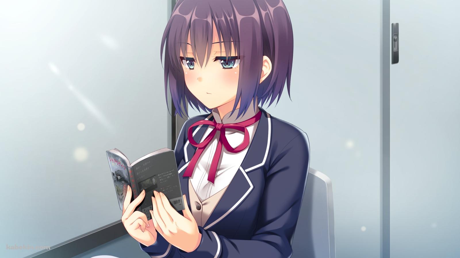 窓際で本を読む篠塚 恵 / JKトラブめいんの壁紙(1600px x 900px) 高画質 PC・デスクトップ用