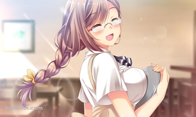 喫茶店でバイトをする笑顔の瀬里沢 陽砂(せりざわ ひさ) / JKトラブめいんの壁紙(800px x 480px) 高画質 PC・デスクトップ用