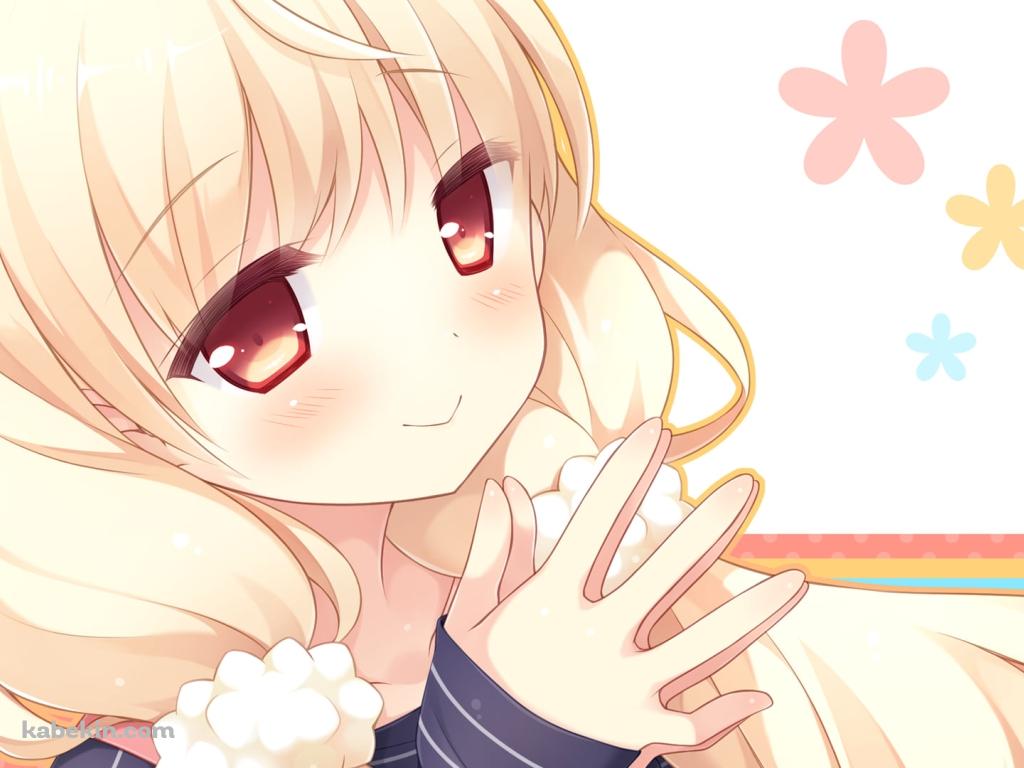 掌を合わせて微笑む荻原 杏子 / CAFE SOURIREの壁紙(1024px x 768px) 高画質 PC・デスクトップ用