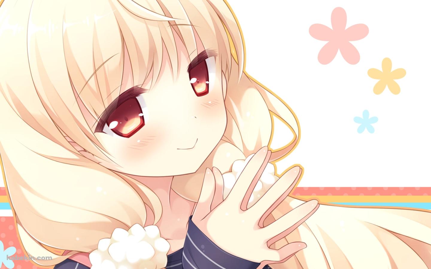 掌を合わせて微笑む荻原 杏子 / CAFE SOURIREの壁紙(1440px x 900px) 高画質 PC・デスクトップ用