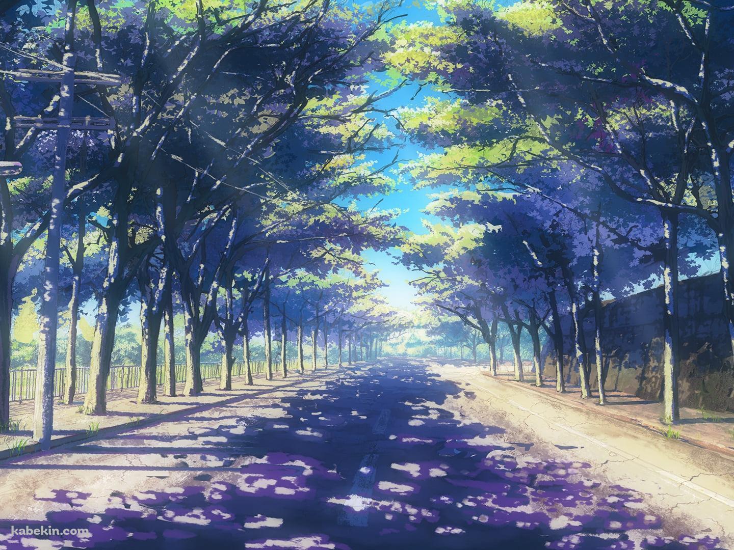 春の並木道 / イラスト / 街灯の壁紙(1440px x 1080px) 高画質 PC・デスクトップ用