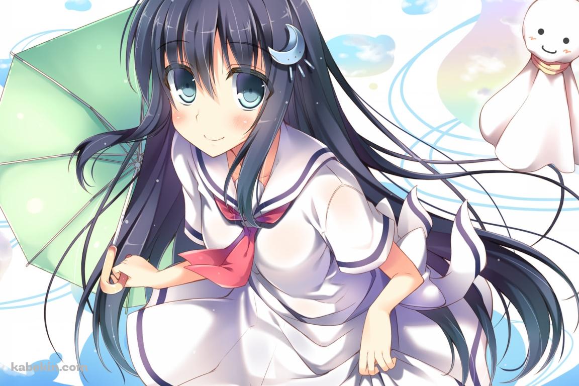 千代川 霖(ちよかわ りん) / てるてる坊主 / 緑の傘 / アメサラサ ~雨と不思議な君に、恋をする~の壁紙(1152px x 768px) 高画質 PC・デスクトップ用